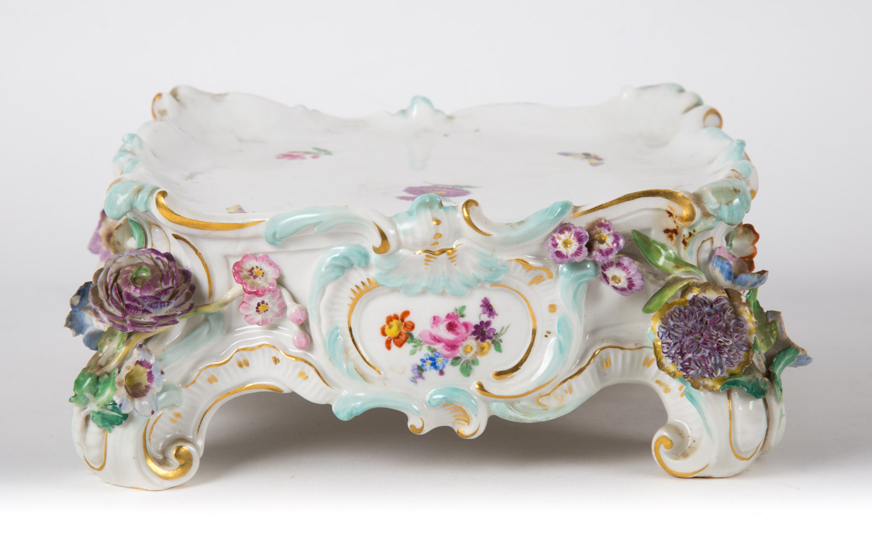 Appraisal: Meissen porcelain plateau first half- th century applied floral decoration