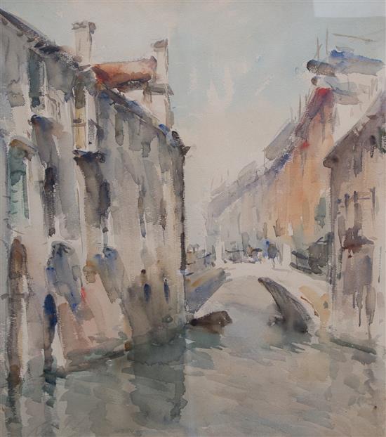 Appraisal: Sale Lot Carlo Ravagnan Italian b Venetian Canal watercolor signed