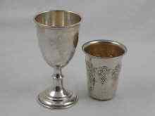 Appraisal: A hallmarked silver goblet cm high and an standard silver