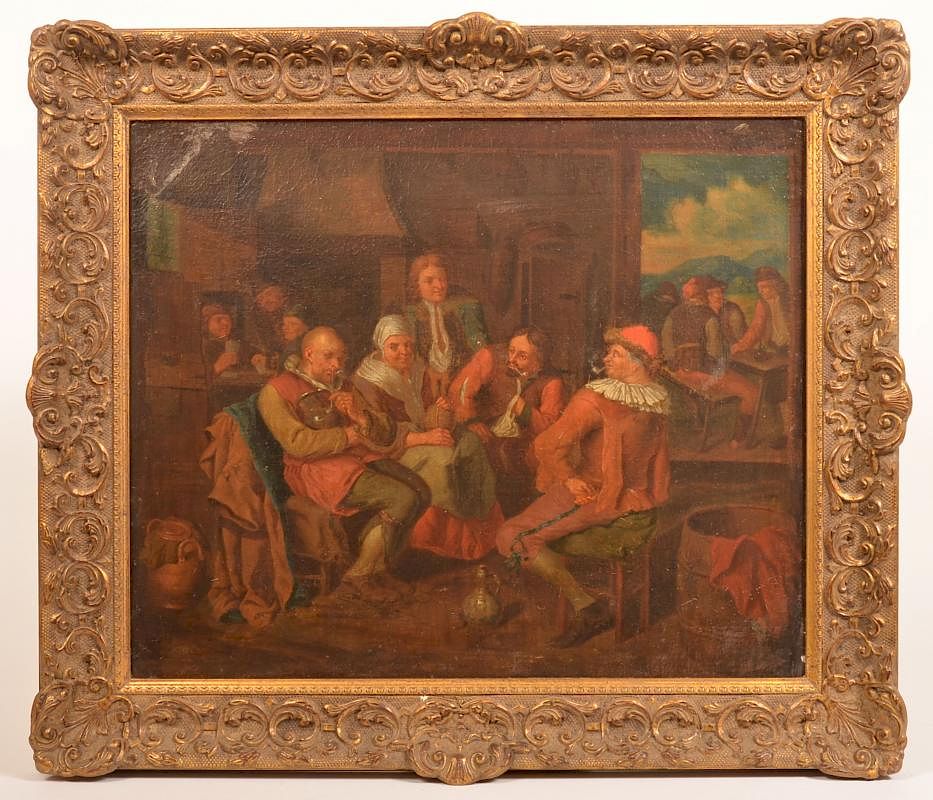 Appraisal: European th Century Painting of Tavern Scene Unsigned European th