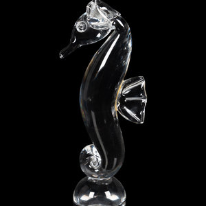 Appraisal: A Steuben Glass Seahorse Figure th Century Height inches Property