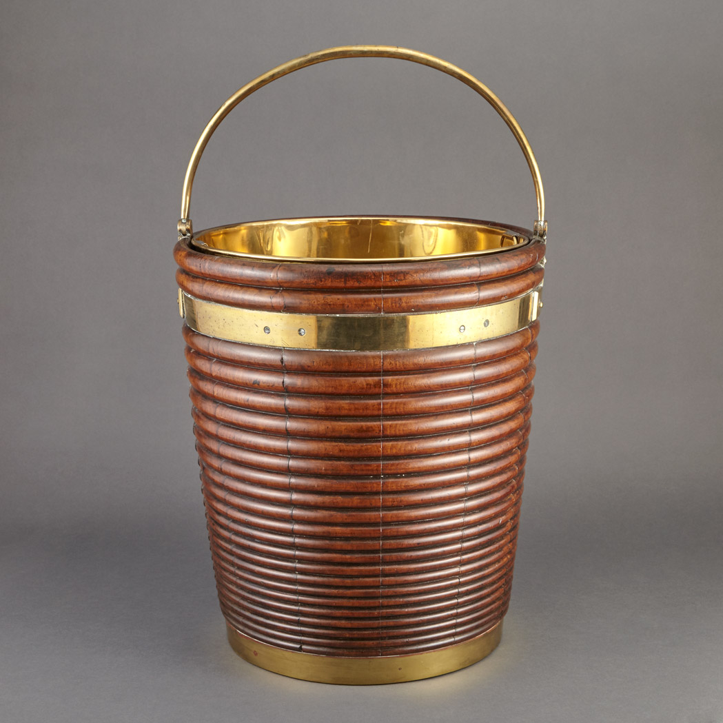 Appraisal: George IV Mahogany Peat Bucket th Century The brass bound