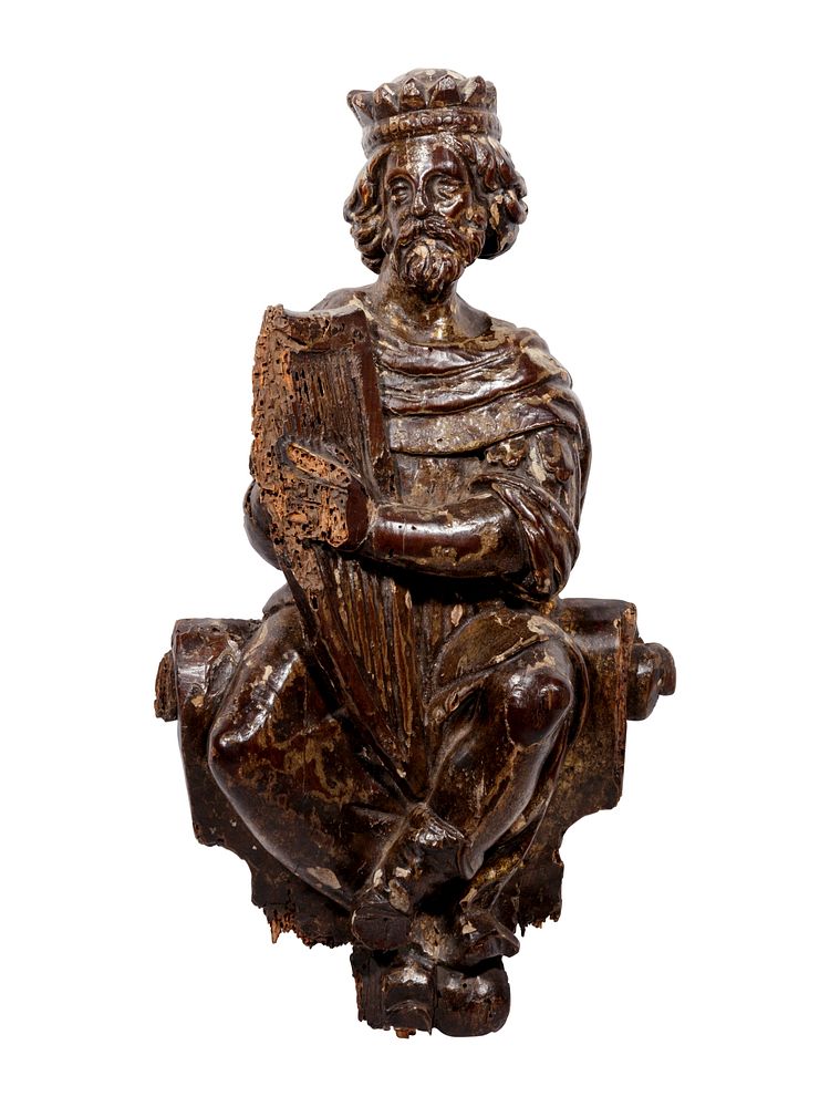 Appraisal: A Continental Carved and Painted Figure of King David Playing