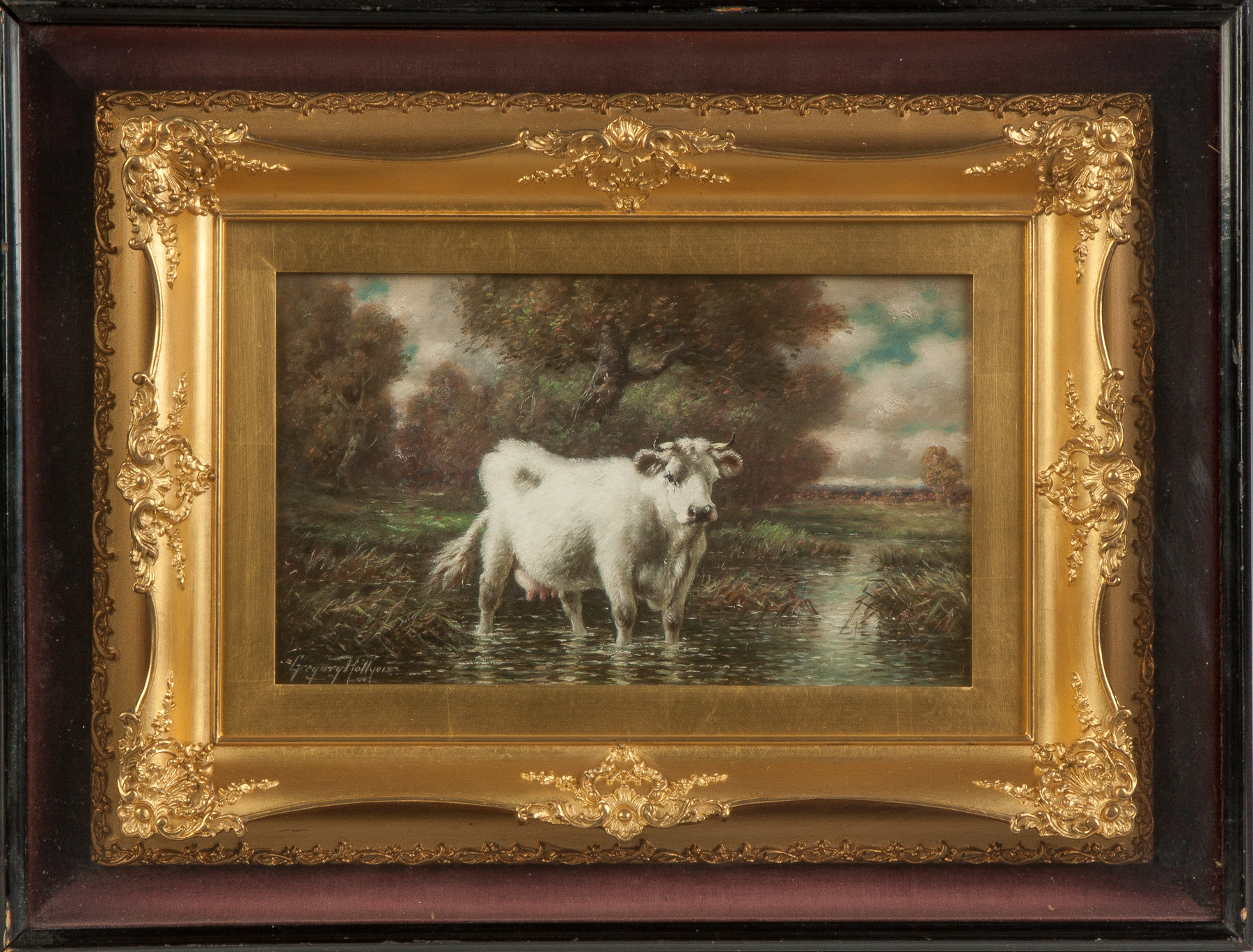 Appraisal: Gregory Hollyer British American - Cow in Stream Sgn lower