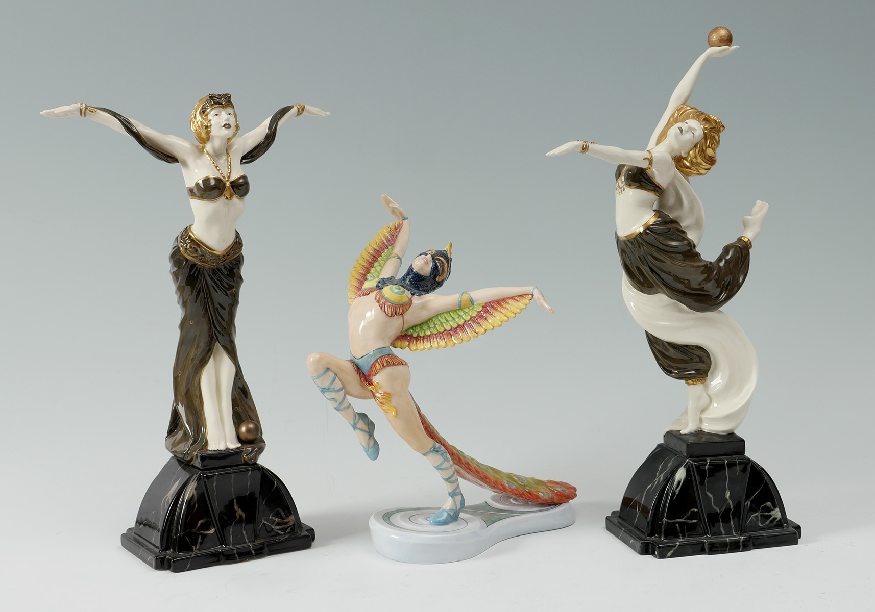 Appraisal: PC ROYAL DOULTON ART DECO FEMALE FIGURINES Comprising - art