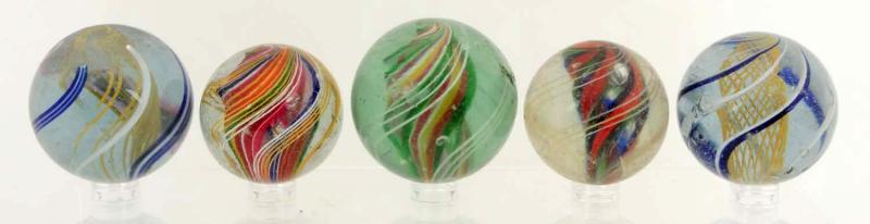 Appraisal: Lot includes three multi color divided core and two yellow