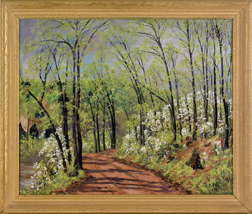 Appraisal: Harry M Book American - oil on canvas spring landscape