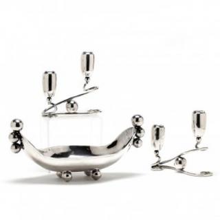 Appraisal: A Three Piece Modernist Sterling Silver Table Garniture mark of