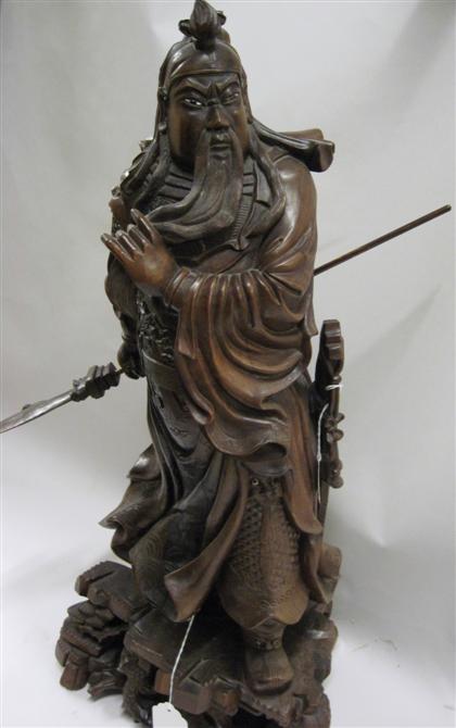 Appraisal: Chinese boxwood carving of Guan Yu late qing dynasty