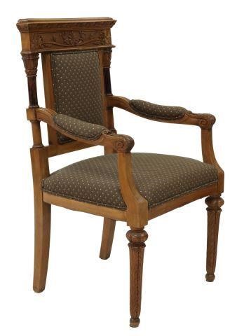 Appraisal: Italian carved wood armchair early th c having upholstery on