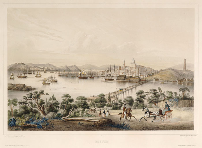 Appraisal: VIEW OF BOSTON Handcolored lithograph by Louis Le Breton printed