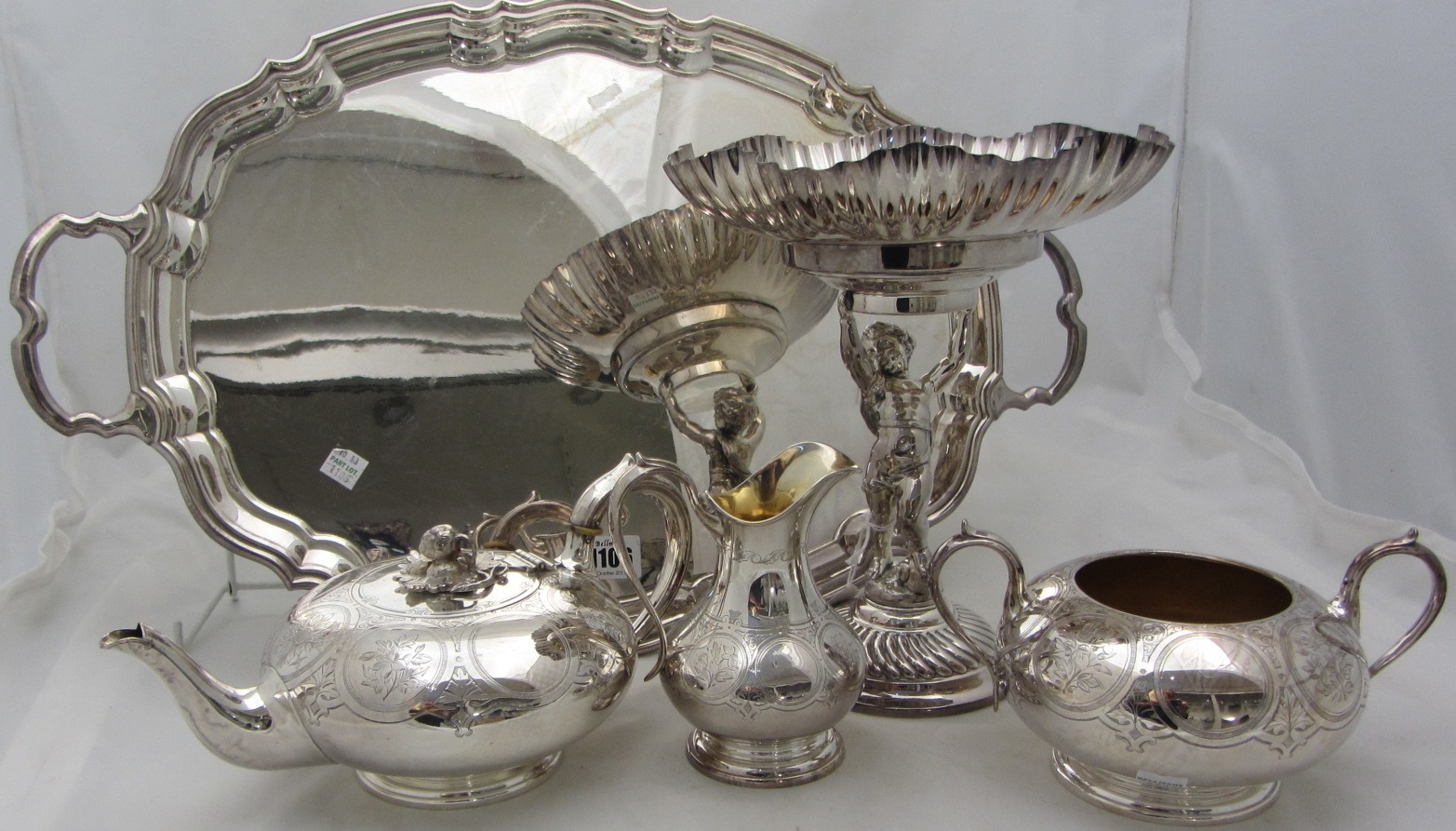 Appraisal: Plated wares comprising a shaped oval twin handled tray a