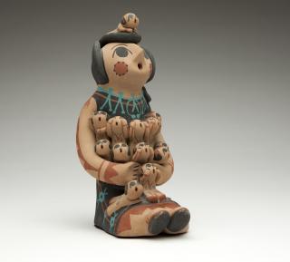 Appraisal: A Jemez Pueblo pottery storyteller figure Second half th century