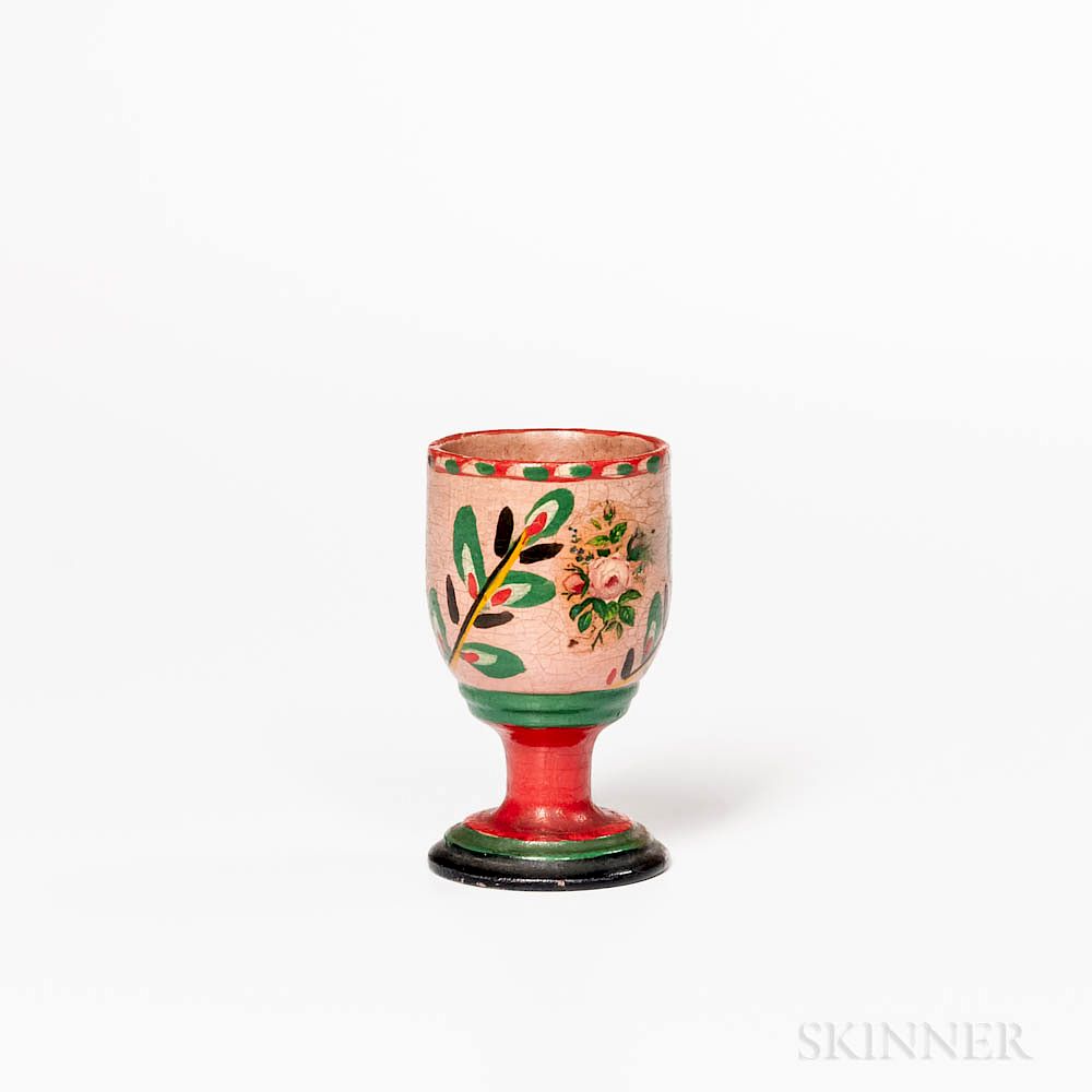 Appraisal: Polychrome Painted Lehnware Cup Polychrome Painted Lehnware Cup Joseph Long