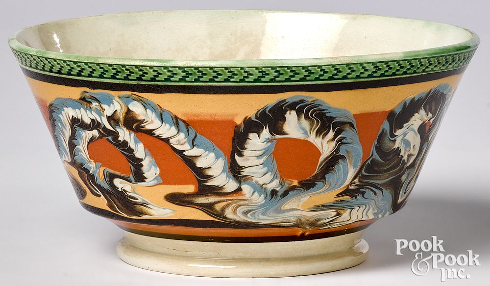 Appraisal: Mocha bowl Mocha bowl with earthworm decoration h dia Provenance