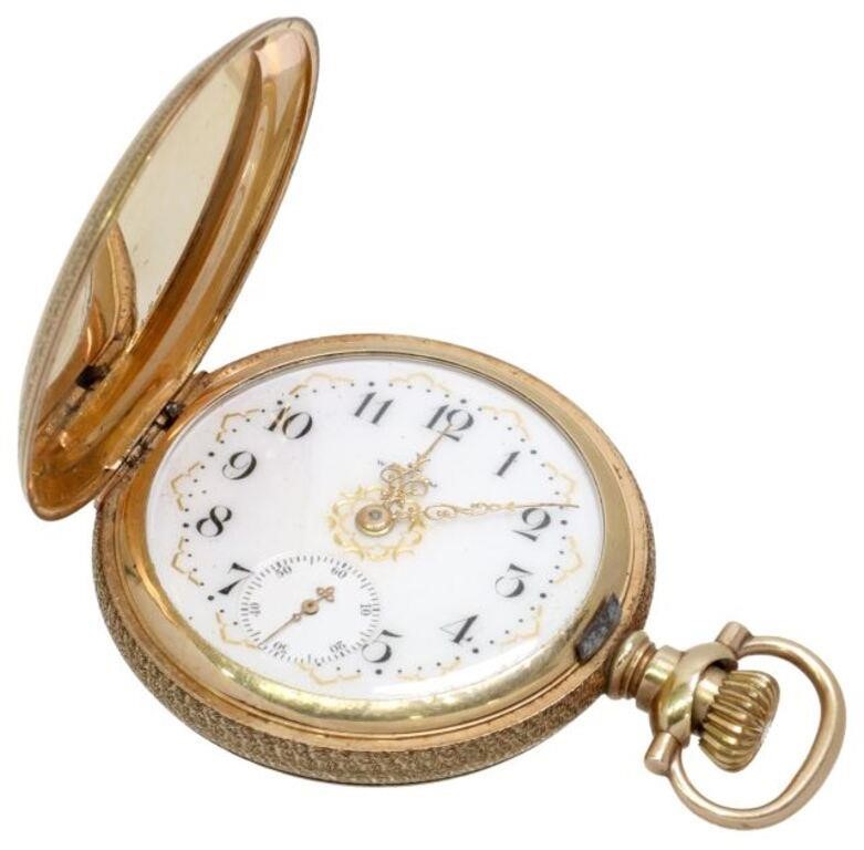 Appraisal: Fancy kt gold hunter cased Waltham pocket watch mfg fancy