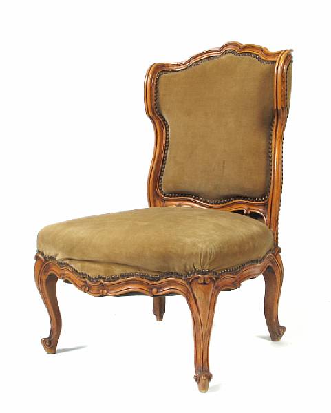 Appraisal: A Louis XV style fruitwood side chair height in width