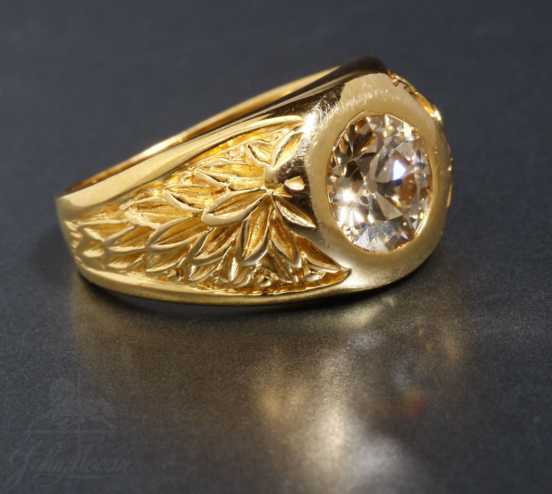 Appraisal: A K yellow gold and diamond single stone ring A