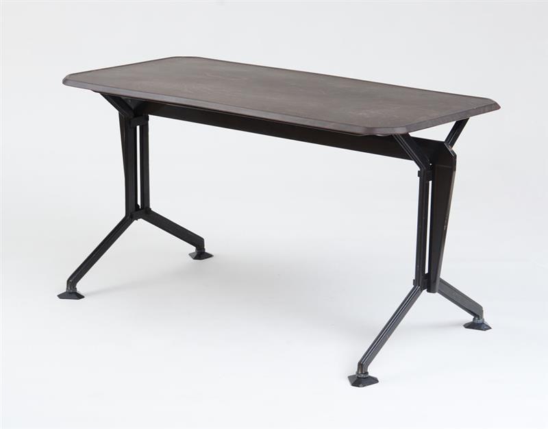 Appraisal: OLIVETTI ITALY TABLE Black painted metal and wood grain laminate