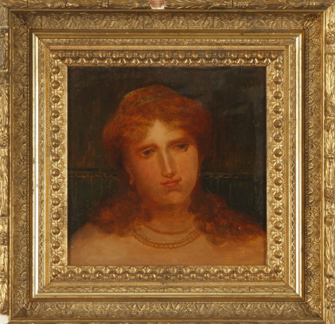 Appraisal: Elihu Vedder Portrait of a red haired woman oil on