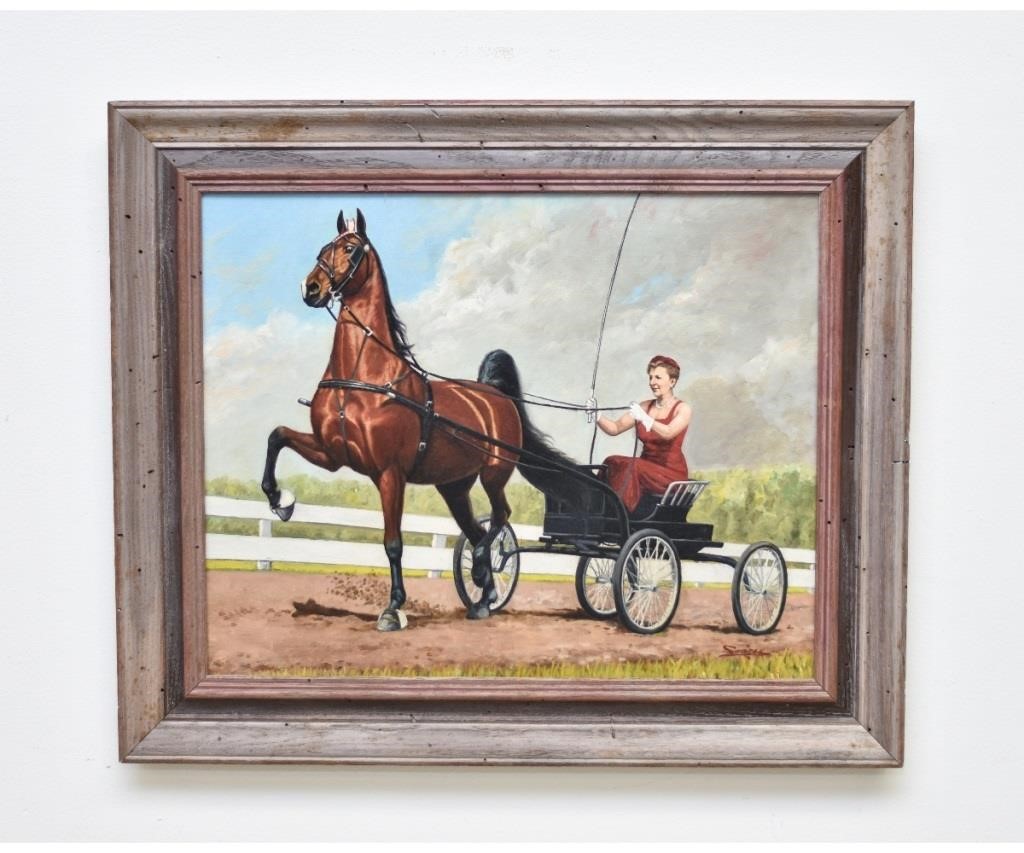 Appraisal: Signed Soares oil on canvas of a gated horse and