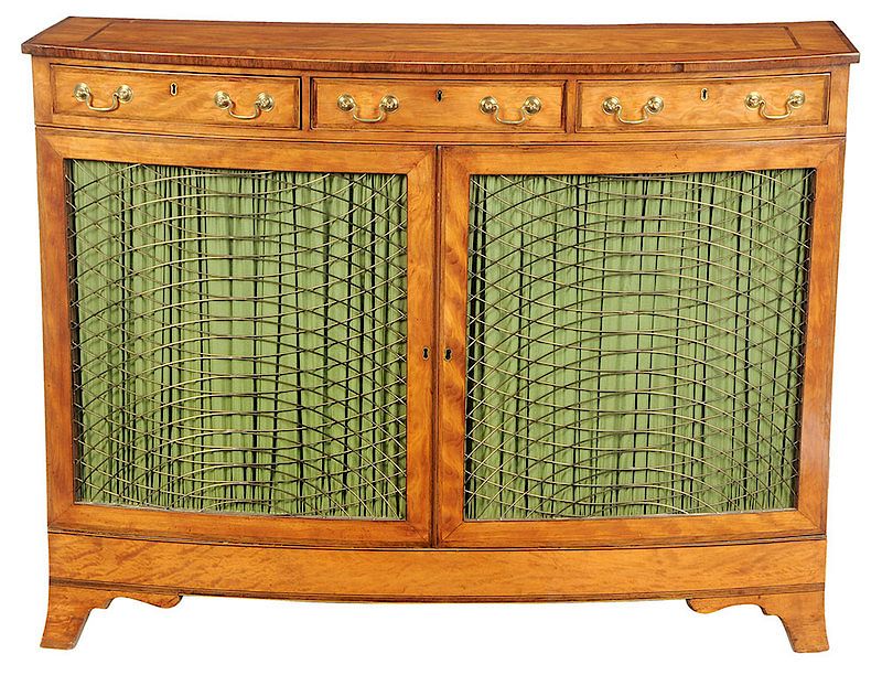 Appraisal: Fine Georgian Satinwood and Grille Door Cabinet British early th