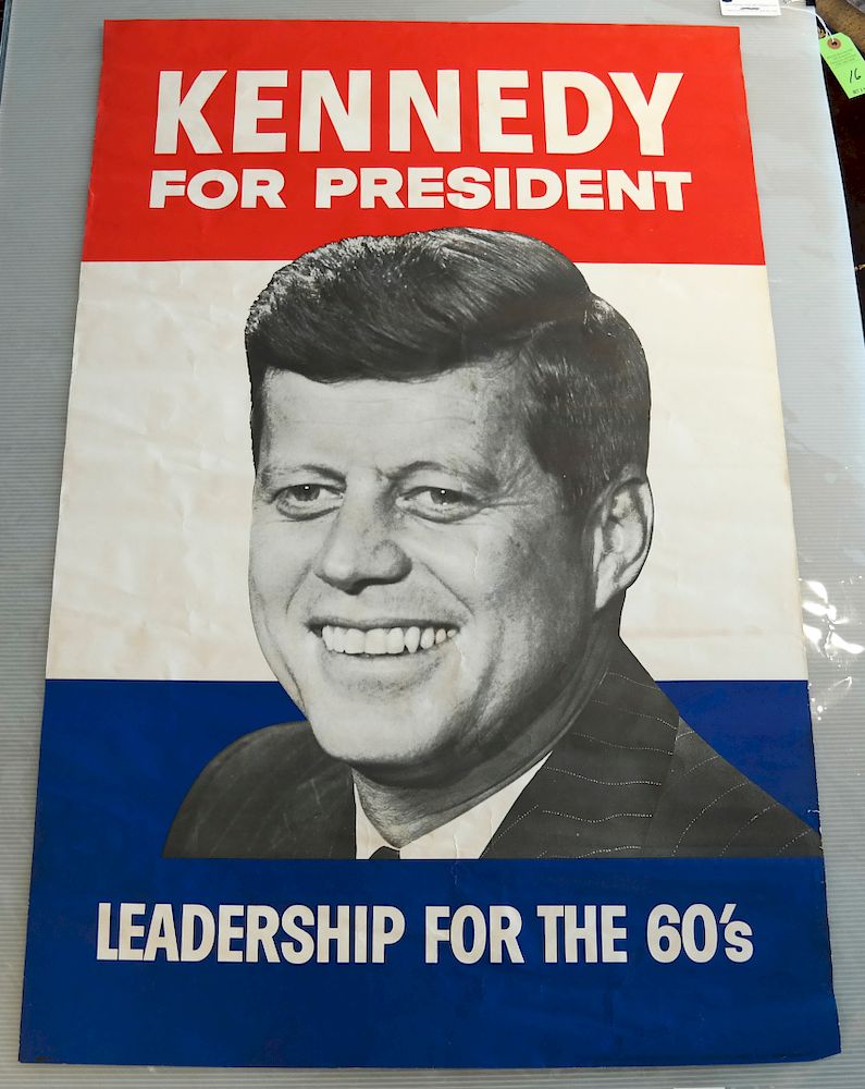 Appraisal: Large JFK Campaign Poster Imposing red blue and black printed