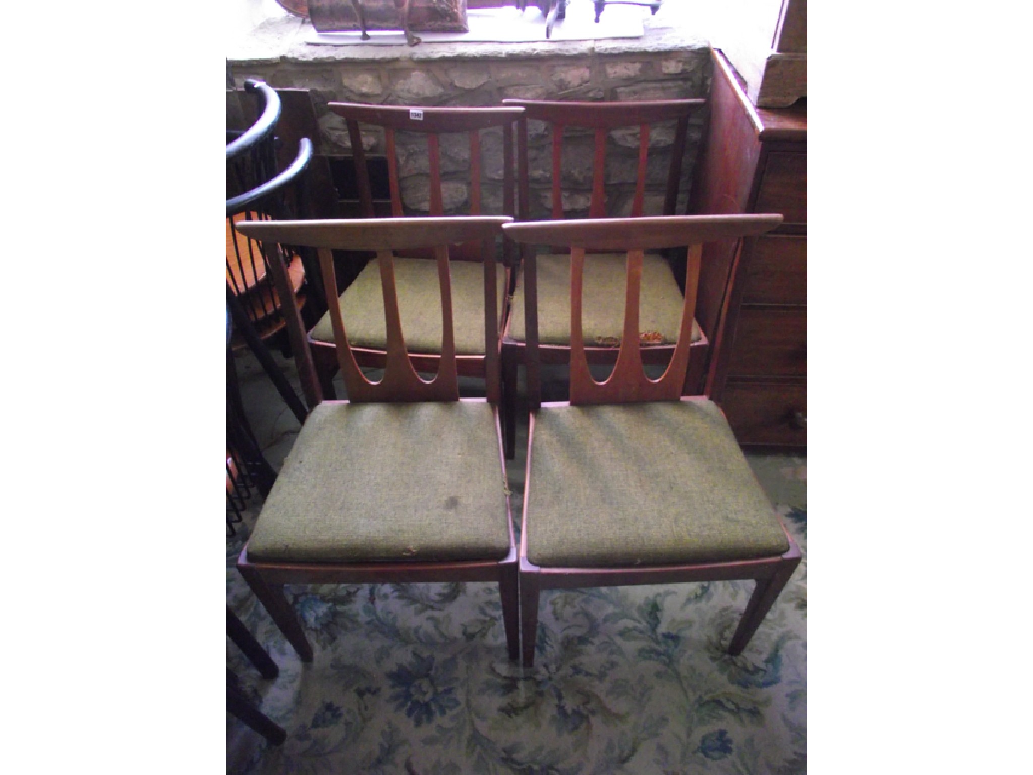 Appraisal: A set of four G plan teakwood dining chairs with