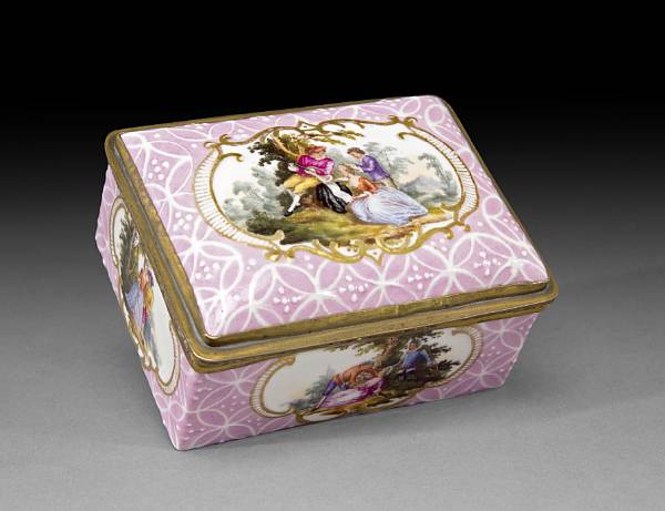 Appraisal: A Continental gilt metal mounted enamel snuff box late th