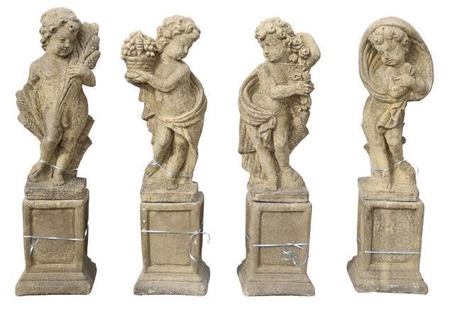 Appraisal: lot Cast stone garden statuary The Four Seasons allegorical putti