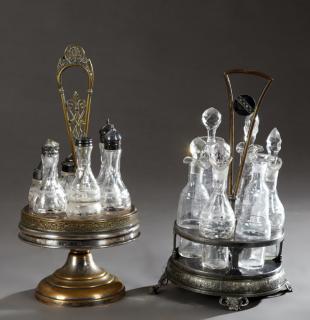 Appraisal: Two American Silverplated Six Bottle Cruet Sets l Two American