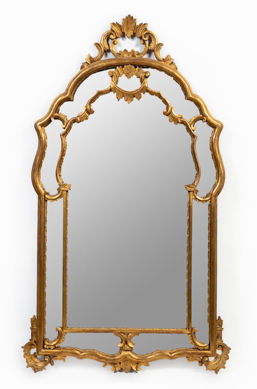 Appraisal: ITALIAN BAROQUE-STYLE GILTWOOD MIRROR Italian giltwood mirror in the Baroque