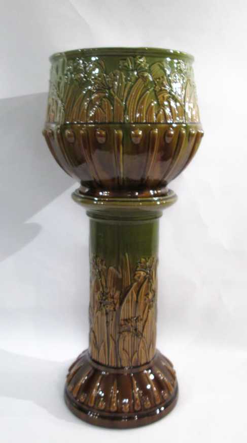 Appraisal: ART POTTERY JARDINIERE AND PEDESTAL SET with Art Nouveau style