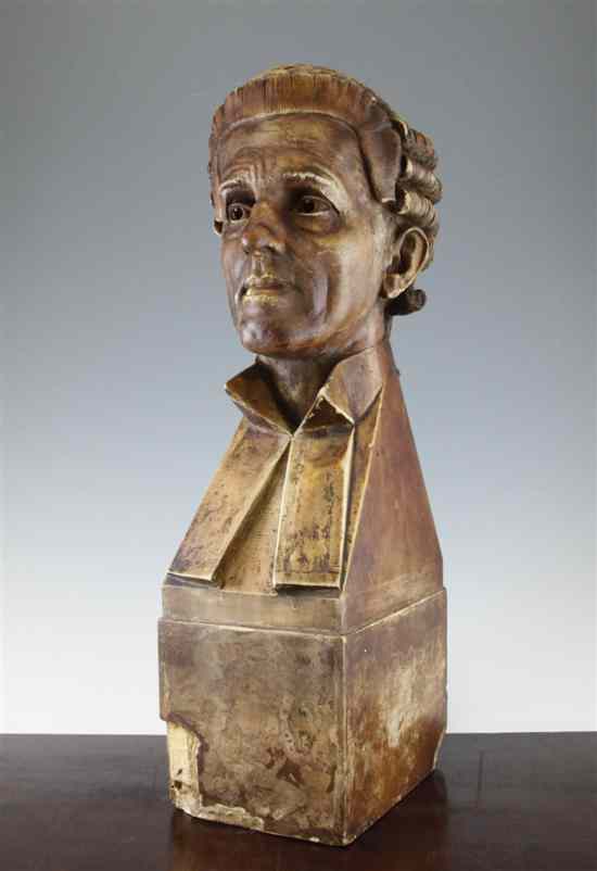 Appraisal: E Whitney-Smith A bronze plaster bust of a judge signed