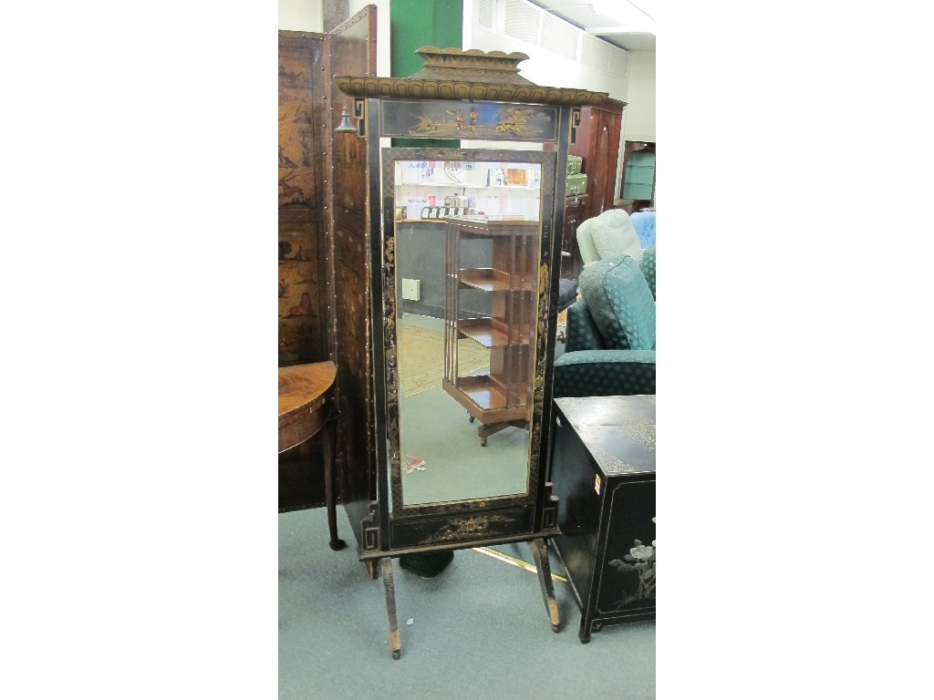 Appraisal: Chinoiserie decorated cheval mirror