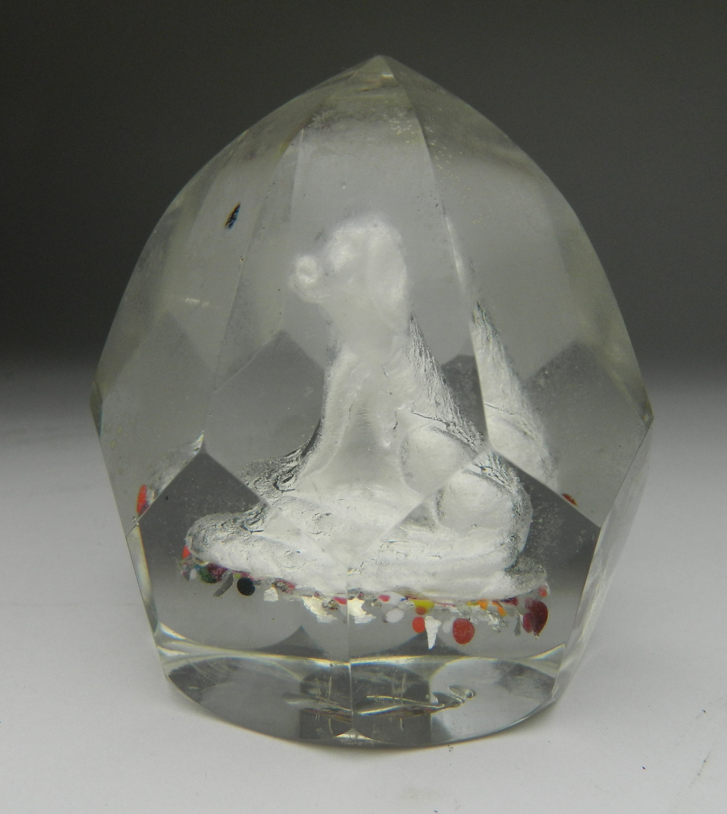 Appraisal: Antique glass sulphide paperweight with a seated dog on a