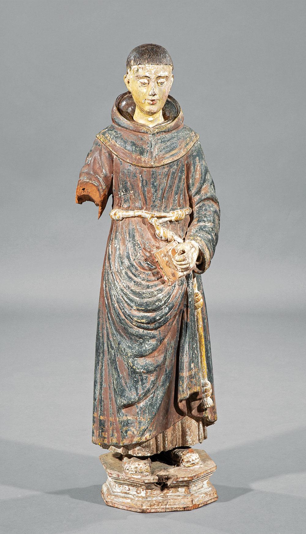 Appraisal: Large Carved and Polychrome Wood Figure of Saint Francis of