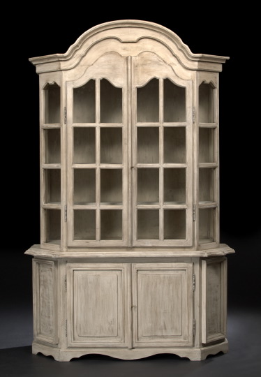 Appraisal: Provincial Cream-Painted and Distressed Wooden Cabinet the molded and domed