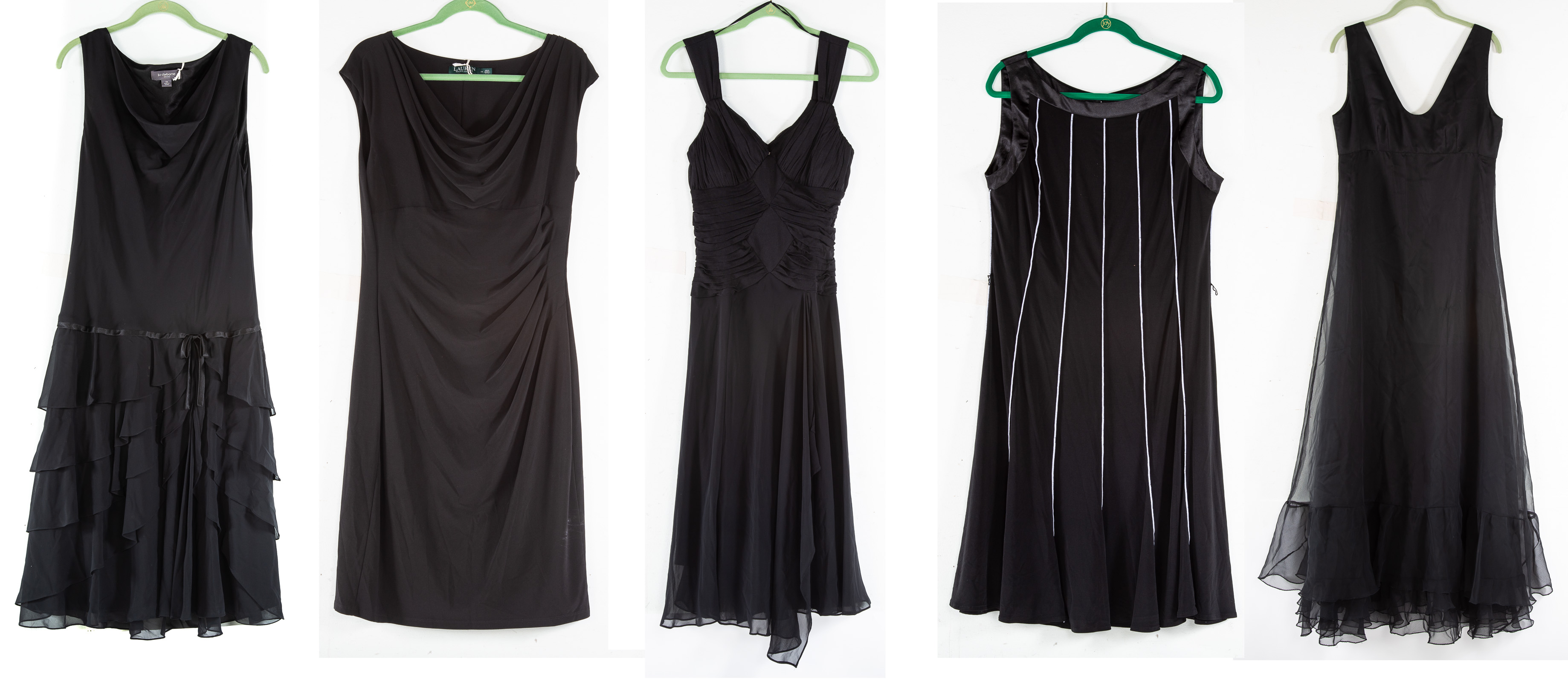 Appraisal: A COLLECTION OF FIVE BLACK DRESSES Lauren by Ralph Lauren