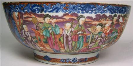 Appraisal: A large th century Chinese export punch bowl decorated to