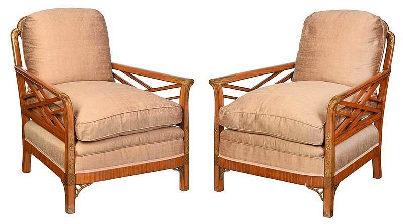 Appraisal: Pair of Hollywood Regency Club Chairs early th century each