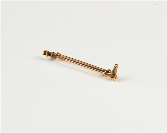 Appraisal: A Gold Riding Crop Brooch K tested yellow gold in