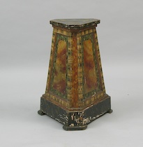 Appraisal: An Antique Faux-Painted Architectural Pedestal A Faux-painted architectural pedestal with