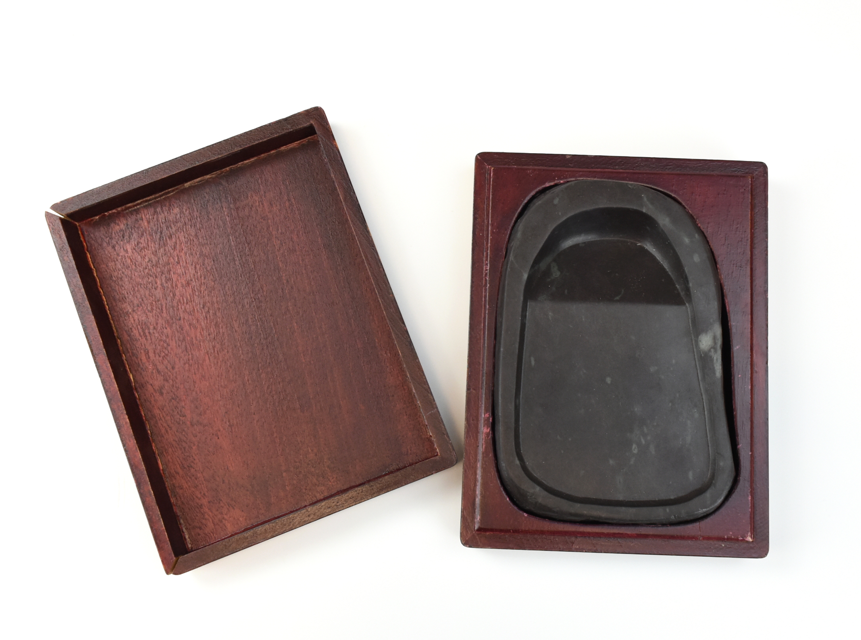 Appraisal: CHINESE INK STONE WITH ORIGINAL BOX COVER the inkstone well