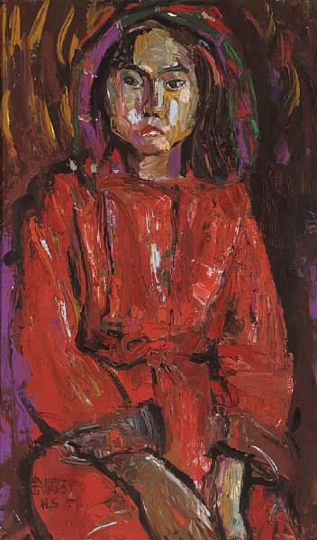 Appraisal: Kim Heung-Sou Kimsou b Seated figure Oil on canvas framed