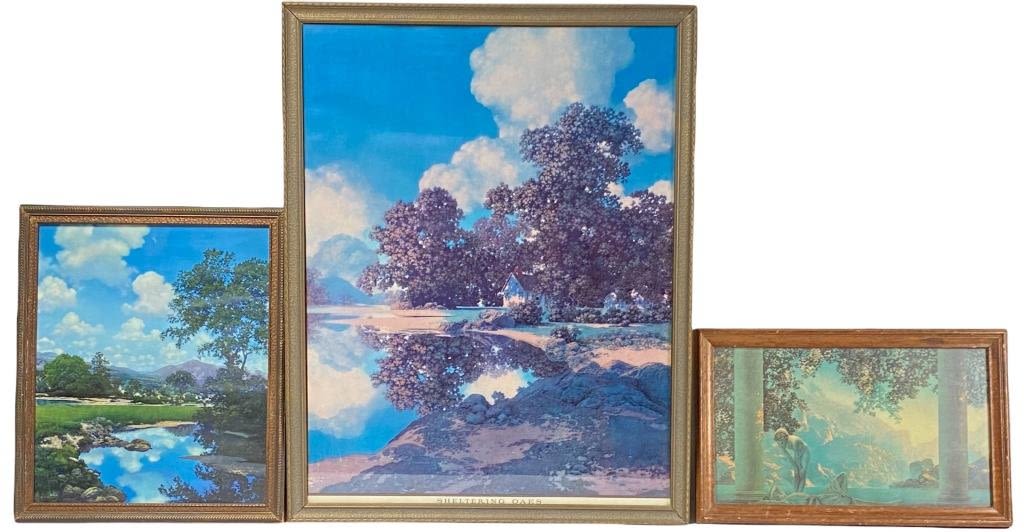 Appraisal: Antique Maxfield Parrish PrintsLargest Frame x Center and left prints