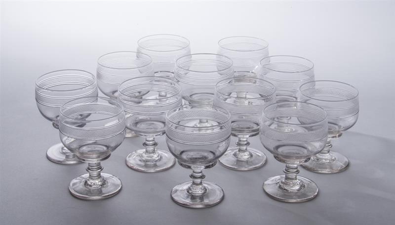 Appraisal: GROUP OF TWELVE REGENCY BLOWN GLASS AND ENGRAVED RUMMERS Raised