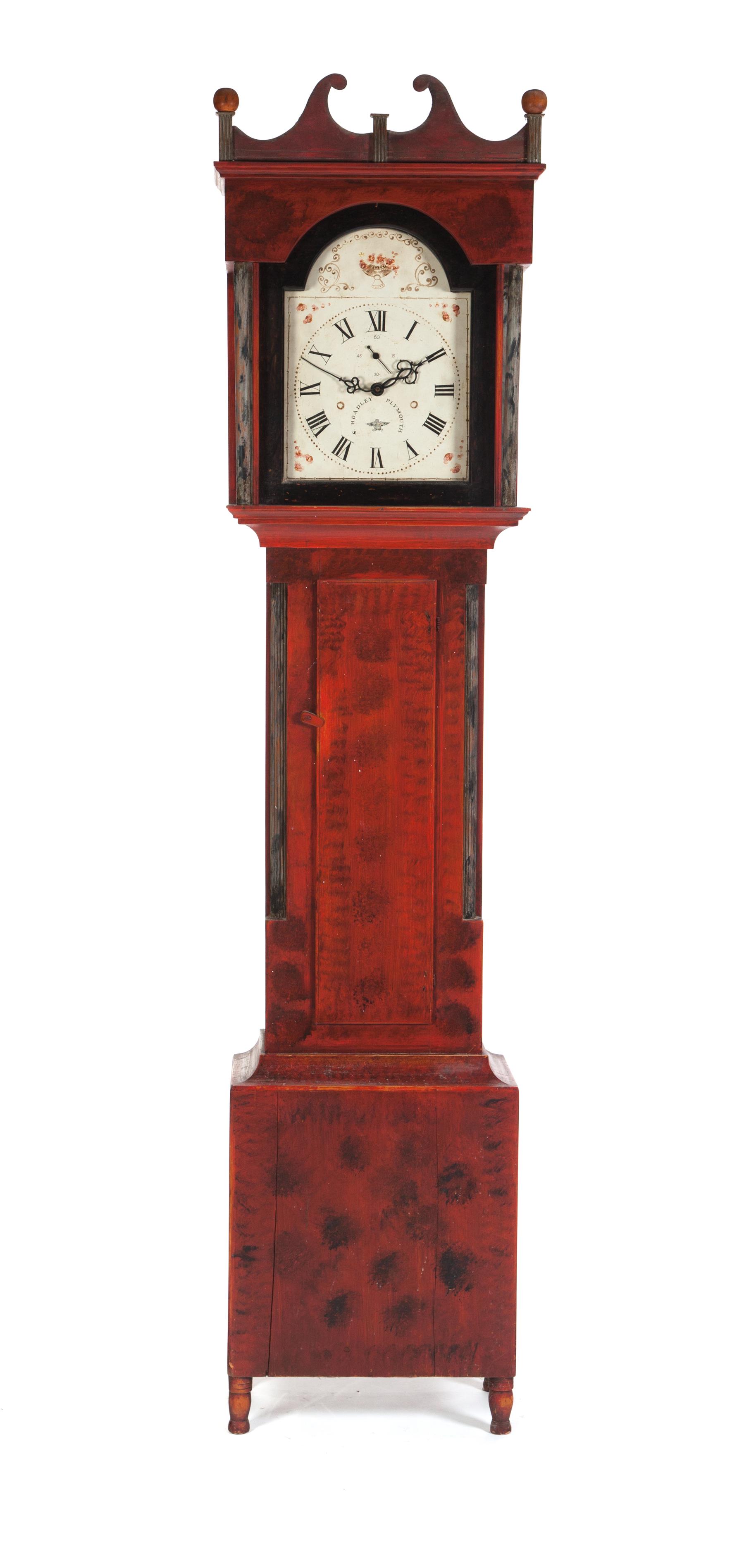 Appraisal: GRAIN PAINTED HOADLEY TALL CASE CLOCK American st quarter- th