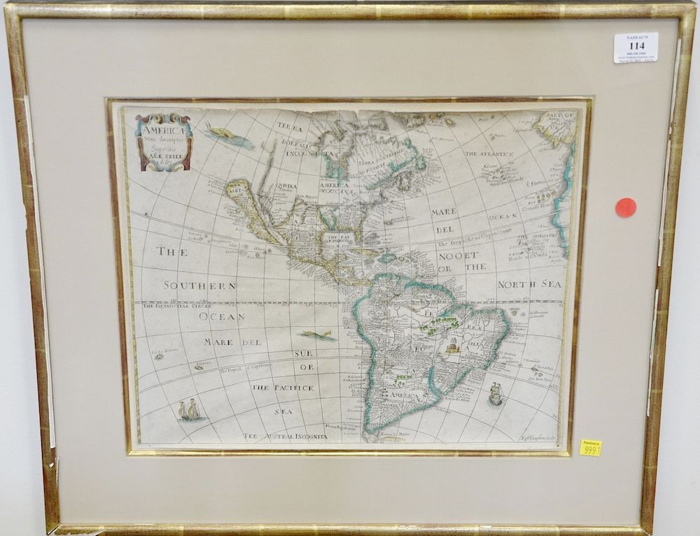 Appraisal: Americae Nova descriptio Impensis Anae seile th century map of