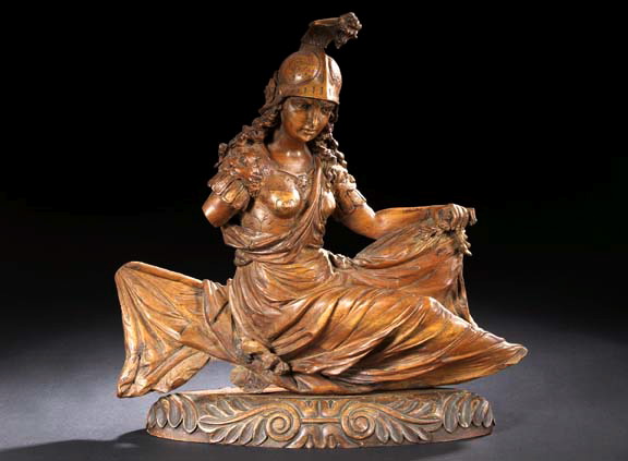 Appraisal: Continental Well-Carved Beechwood Figure of a Seated Minerva fourth quarter